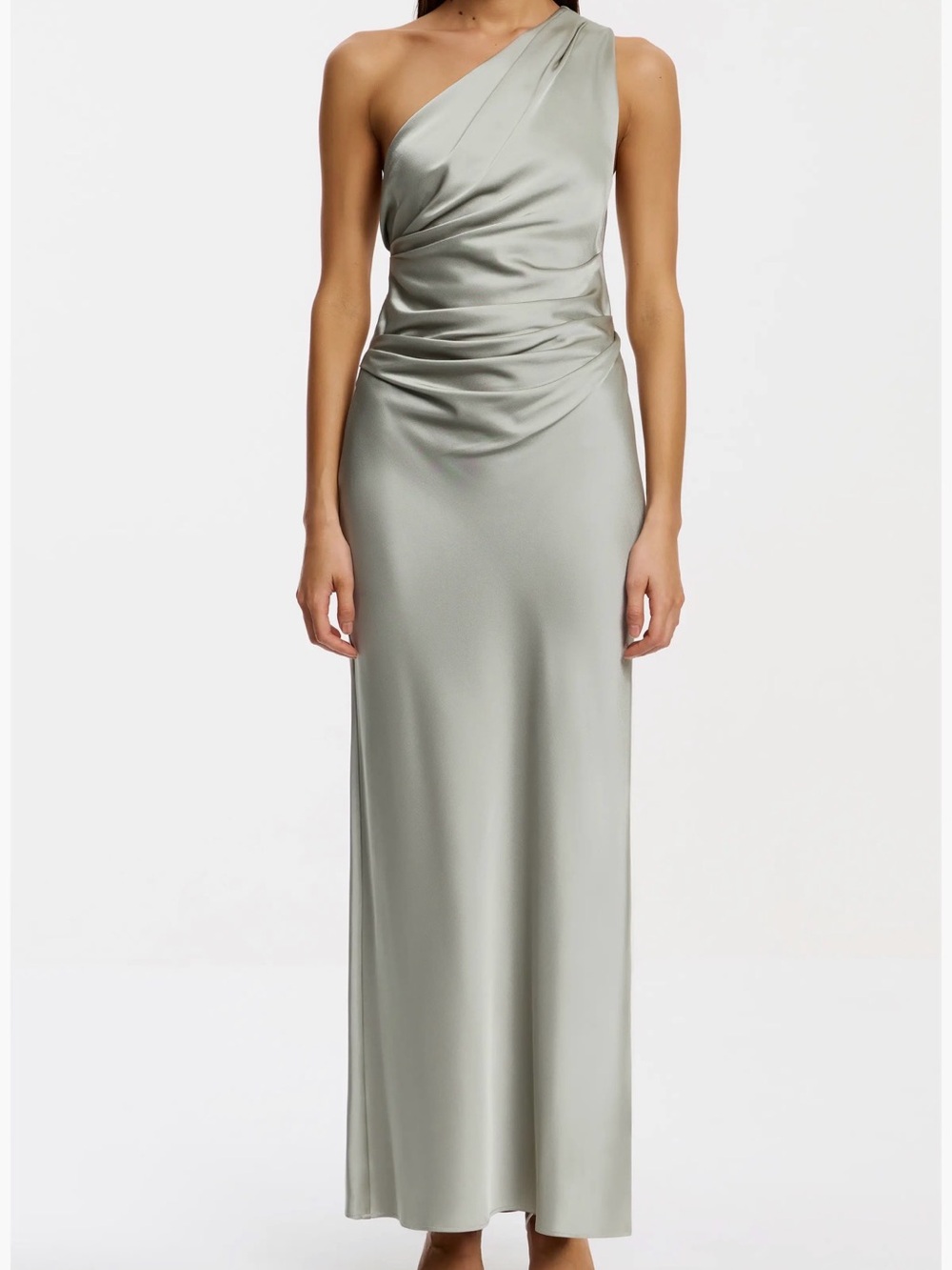 Significant Other Womens Dress Gown Angela One Shoulder Satin Long Wedding 10